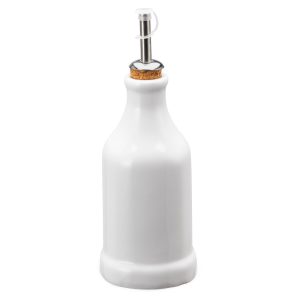 Porta azeite galheteiro porcelana 200 ml bico dosador inox