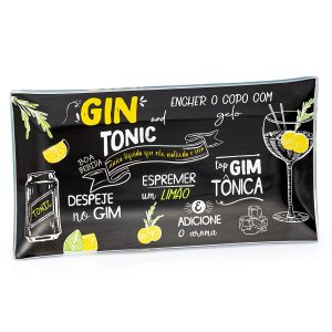 Travessa de vidro retangular gin decoração drink bebida 26cm