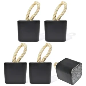 Peso de Porta de Concreto Quadrado Preto Fosco — Kit 5 Peças