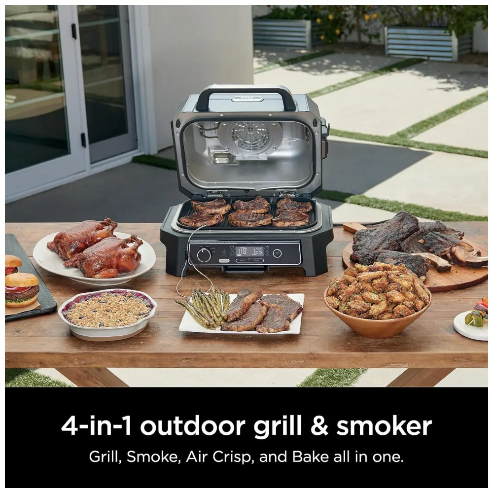 Grill Smoker Ninja Outdoor Woodfire Pro XL 4 em 1 Churrasqueira, Fumante, Air Fryer e Forno com Termômetro Embutido - Image 6