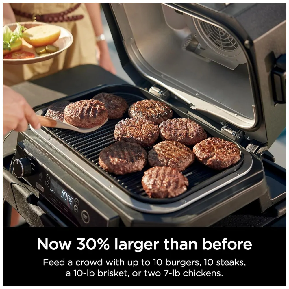 Grill Smoker Ninja Outdoor Woodfire Pro XL 4 em 1 Churrasqueira, Fumante, Air Fryer e Forno com Termômetro Embutido - Image 7