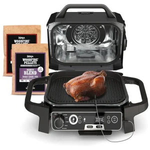 Grill Ninja OG751 Woodfire Pro 7 em 1 Defumador Externo Air Fryer Termômetro Cinza