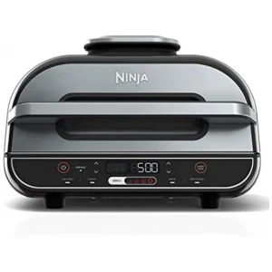 Churrasqueira Grill Elétrica 5 em 1 com Controle de Temperatura e Painel de LED, 110V 1500W, Ninja BG500A, Preta