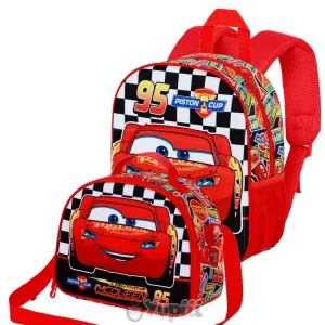 Conjunto Pré-Escolar Mochila e Lancheira 3D Cars 95 “Piston”
