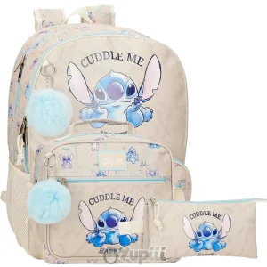 Conjunto Stitch “Cuddle Me” Mochila 44cm + Lancheira + Estojo
