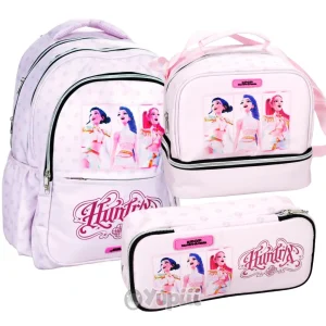 Conjunto Escolar Guerreiras K-Pop – Mochila, Estojo e Lancheira Térmica