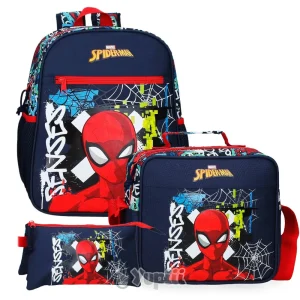 Conjunto Escolar Spiderman ‘Grafity’ Marvel – Estojo, Mochila e Lancheira