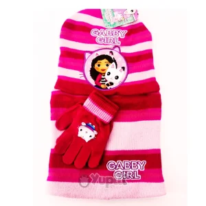Conjunto Gabby’s Dollhouse Gorro, Luvas e Gola
