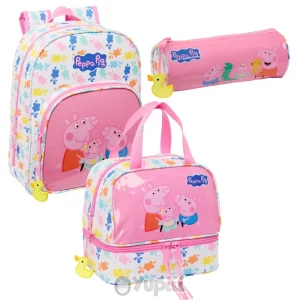 Conjunto Pré-Escolar Peppa Pig – Mochila, Estojo e Lancheira Térmica