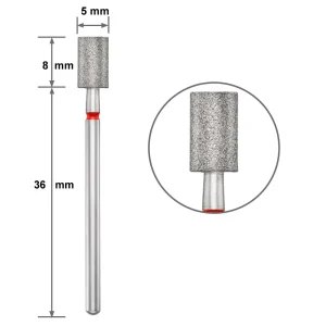 PONTEIRA (BROCA) DIAMANTADA Duotti – CILÍNDRO 5 mm – GRÃO FINO VERMELHO