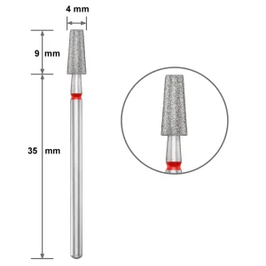 PONTEIRA (BROCA) DIAMANTADA Duotti – CÓNICA CORTADA 4 mm – GRÃO FINO VERMELHO