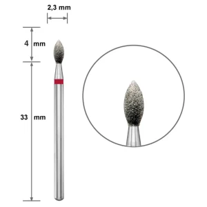 Ponteira Diamantada DUOTTI – Lágrima/Gota – Vermelha – Diâmetro 2,3mm