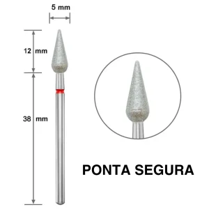 Ponteira Diamantada DUOTTI – Cônica (Ponta Segura) – CENOURA – diâmetro 5mm – Vermelho