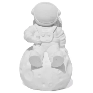 Estátua Decorativa Artesanal Astronauta 7,5cm em Cimento