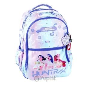 Mochila Escolar Guerreiras K-Pop Demon Hunters 3 Compartimentos Violeta